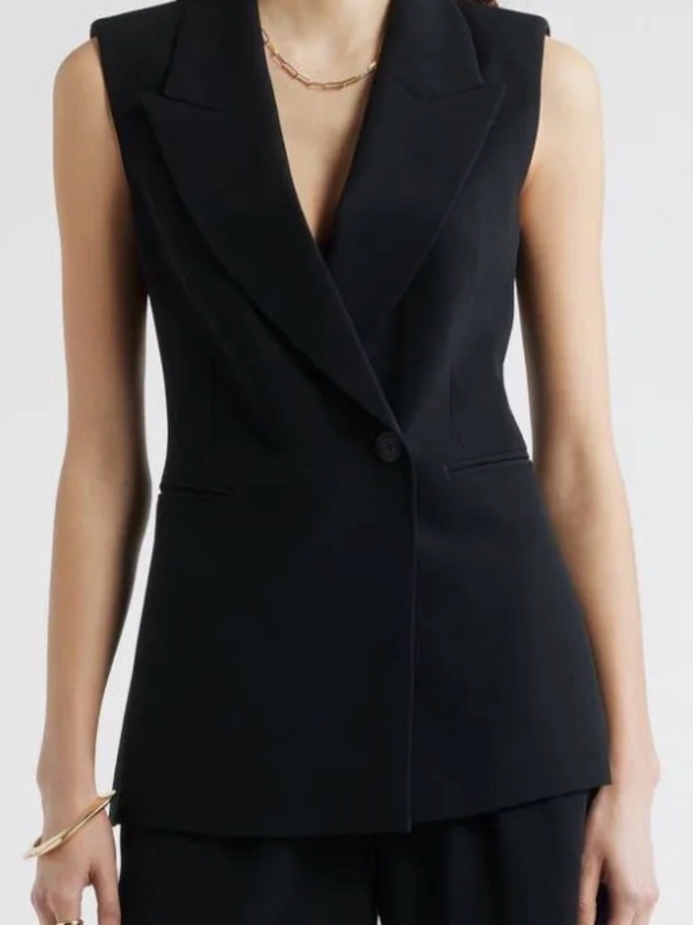 Do+Be Black Long Sleeveless Blazer Vest
